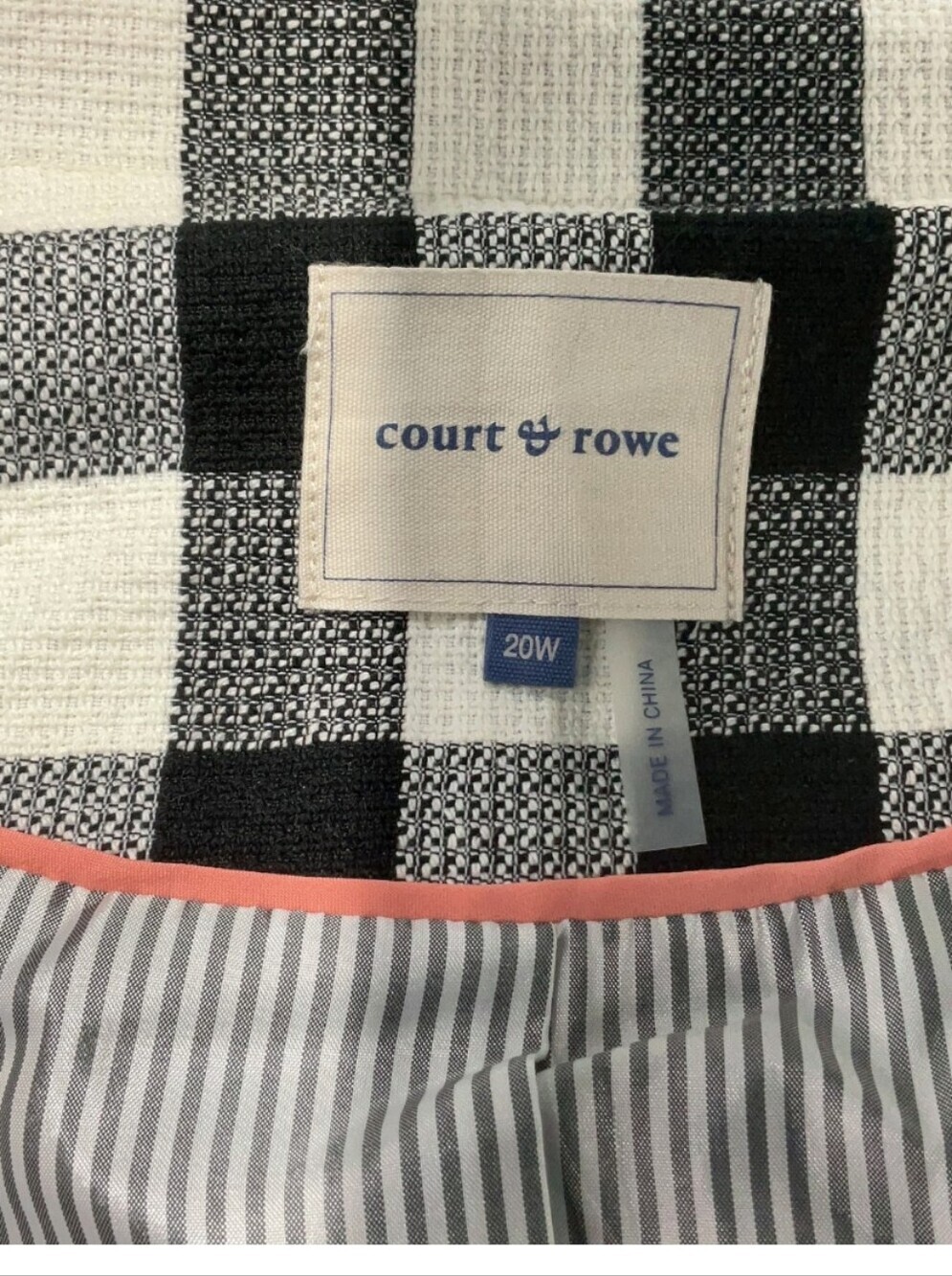Court & Rowe Black White Gingham Double Breasted Blazer Jacket 20W Plus Size - Picture 8 of 11